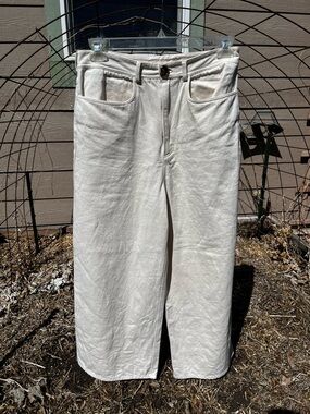 High-Rise Wide-Leg Pants in Cream